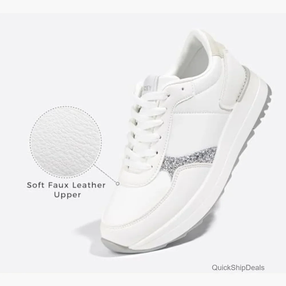 Platform Sneakers with Mesh Upper and Polyurethane Outsole